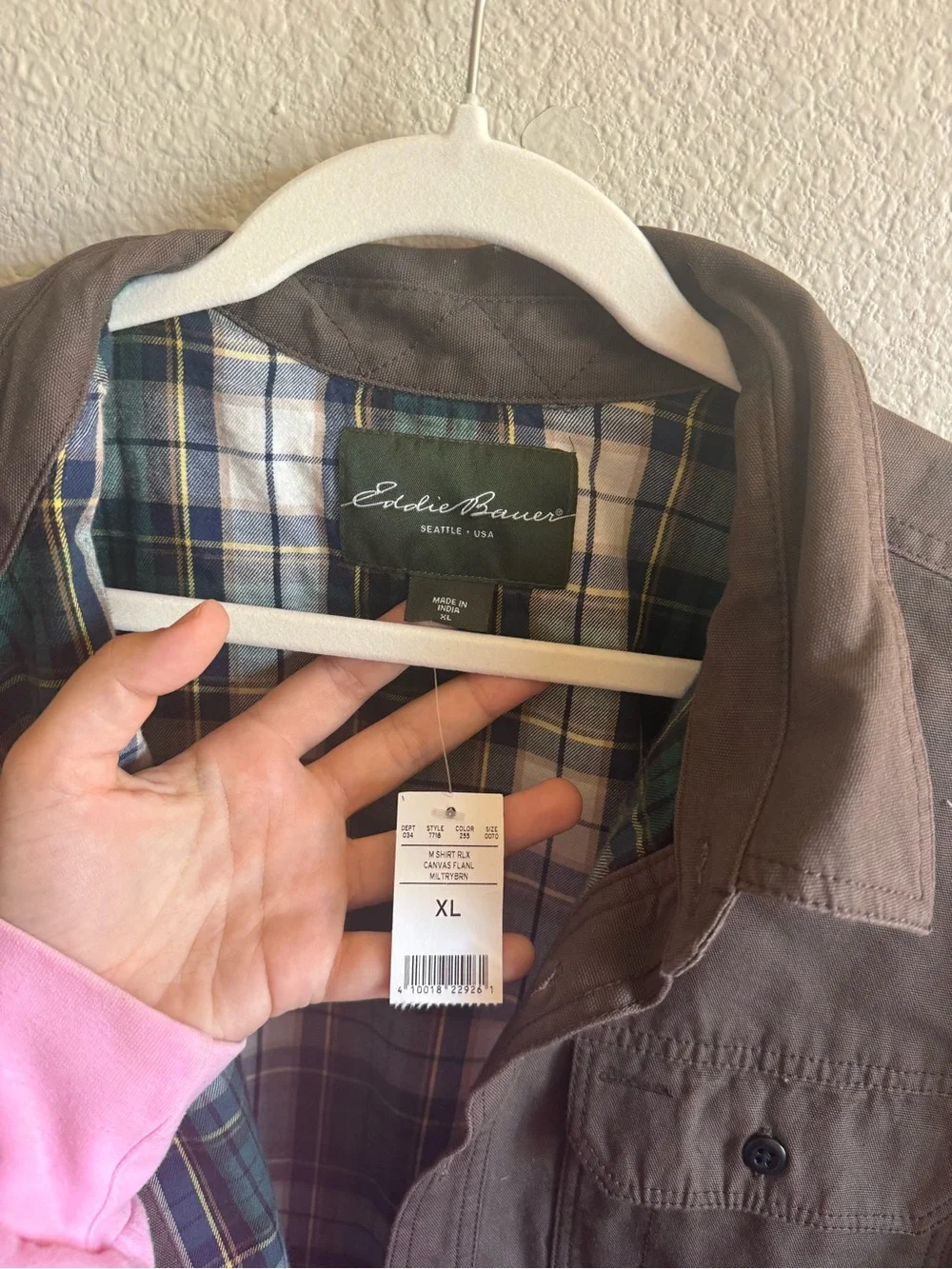 NWT Eddie Bauer Shirt Jacket Olive Green Button-Front Utility Cotton Size XL